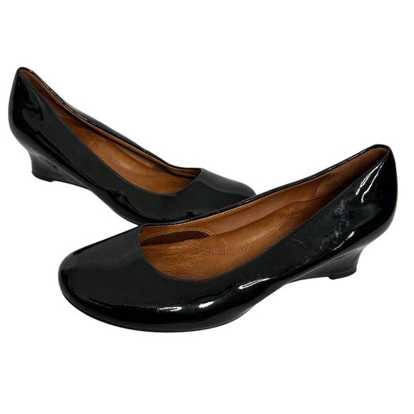 Gentle Souls Kenneth Cole 9.5 Patent Black Joyus Wedge Work Closed Toe Comfort - Picture 1 of 12